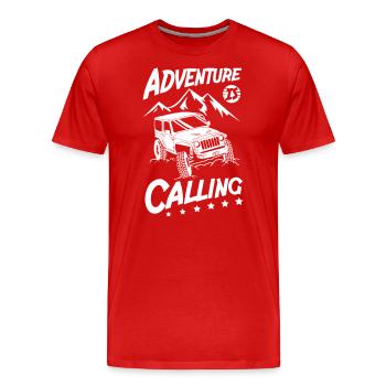 L’aventure appelle les Jeeps - T-shirt bio Premium Homme - rouge - Devant - Damien (186cm)