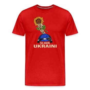tournesol slava ukraini stand avec ukraine kiev - T-shirt bio Premium Homme - rouge - Devant - Damien (186cm)