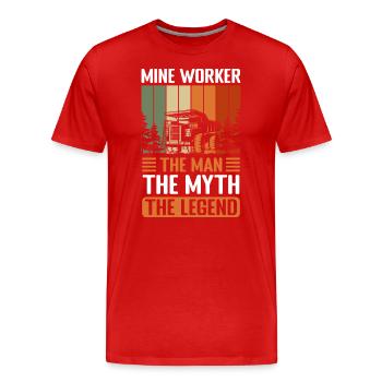 Miner Men Miners Helmet - Men's Premium Organic T-Shirt - red - Front - Damien (186cm)