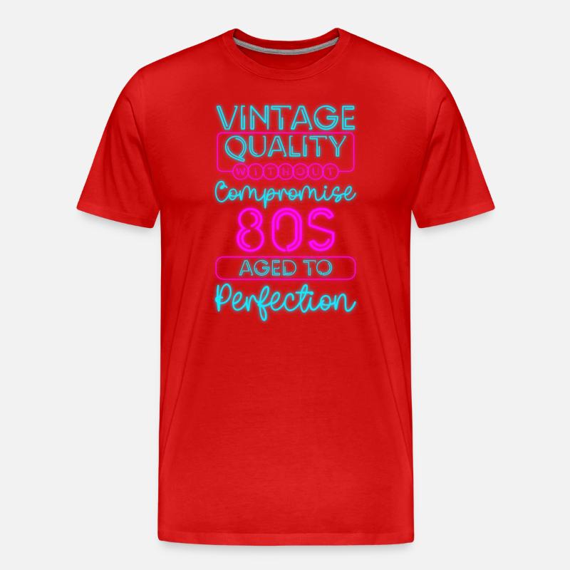 Leuchtfarben Cool Nostalgie - Männer Premium Bio T-Shirt - Rot