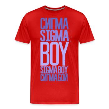 Sigma Boy - Chanson virale et tendance TikTok inspirée - T-shirt bio Premium Homme - rouge - Devant - Damien (186cm)