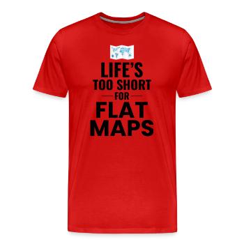 Das Leben ist zu kurz für flache Karten Weltkarte GIS - Männer Premium Bio T-Shirt - Rot - Vorne - Damien (186cm)