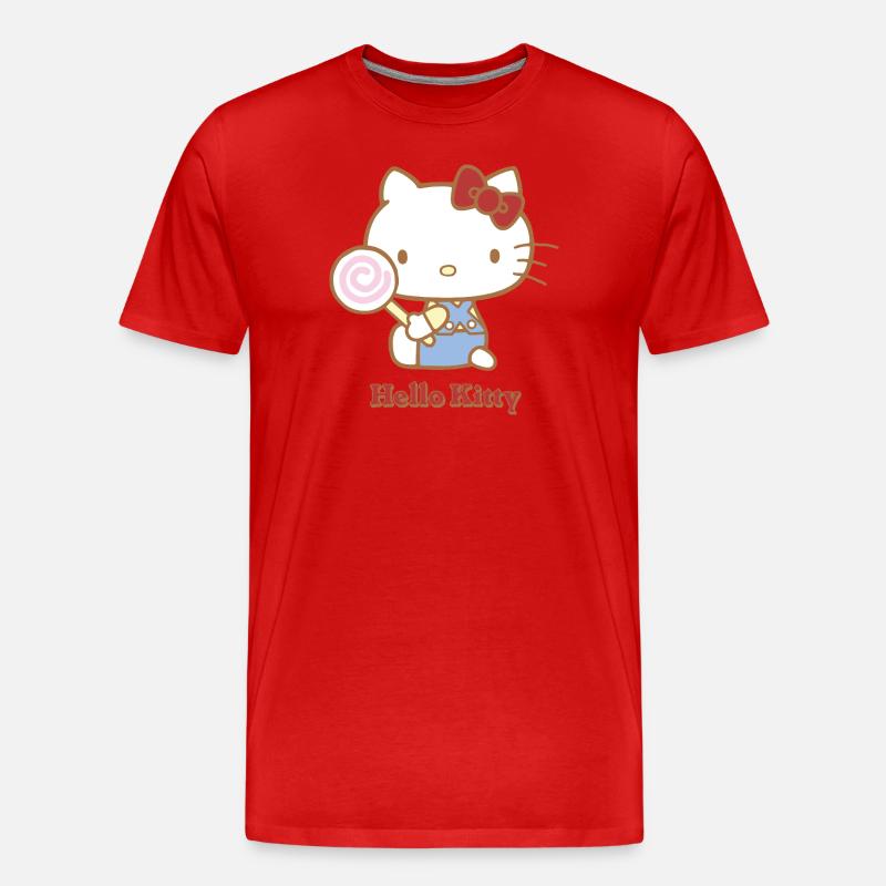 Hello Kitty Mit Einem Lollipop - Männer Premium Bio T-Shirt - undefined