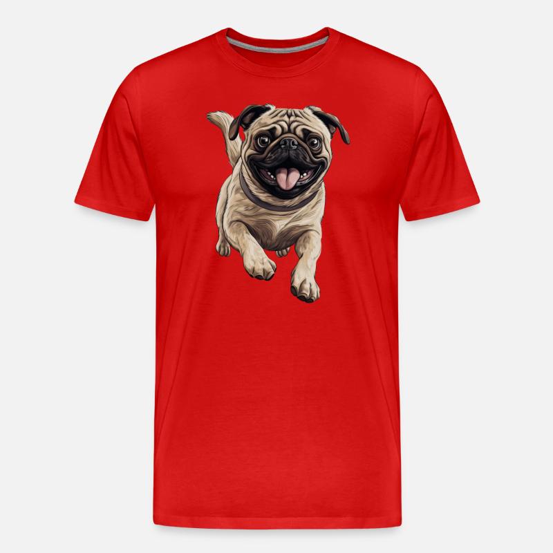 Mops sprintet - Männer Premium Bio T-Shirt - Rot