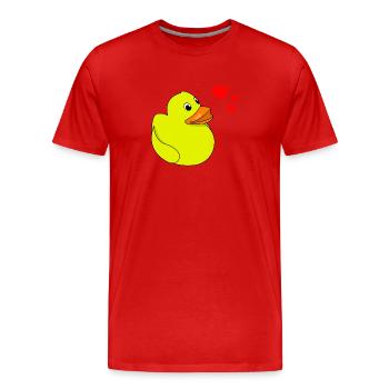 Quietscheente Valentinstag - Männer Premium Bio T-Shirt - Rot - Vorne - Damien (186cm)
