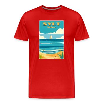 Sylt North Sea - Men's Premium Organic T-Shirt - red - Front - Damien (186cm)