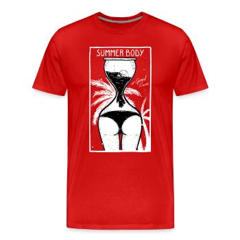 Figure d'été - course de sablier - le temps tourne - T-shirt bio Premium Homme - rouge - Devant - Damien (186cm)