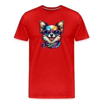 Farbenfroher Chihuahua - Männer Premium Bio T-Shirt - Rot - Vorne - Damien (186cm)