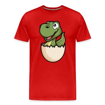 Dino Baby im Ei Lustiger Dinosaurier - Men's Premium Organic T-Shirt - red - Front - Damien (186cm)