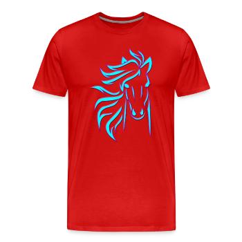 Cheval bleu - T-shirt bio Premium Homme - rouge - Devant - Damien (186cm)
