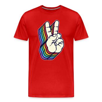 Weltfrieden Friedenszeichen Freiheit Menschheit - Männer Premium Bio T-Shirt - Rot - Vorne - Damien (186cm)