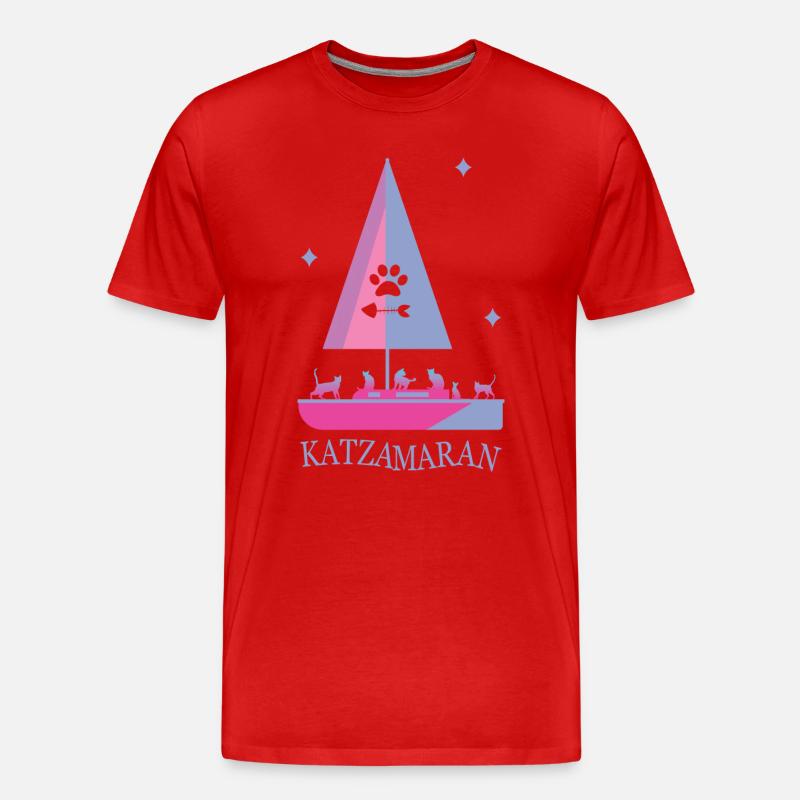 Katzamaran Boot - Männer Premium Bio T-Shirt - Rot