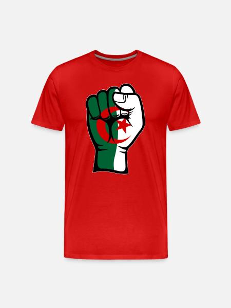 Algeria Flag Fist Hand Symbol - Men's Premium Organic T-Shirt - red
