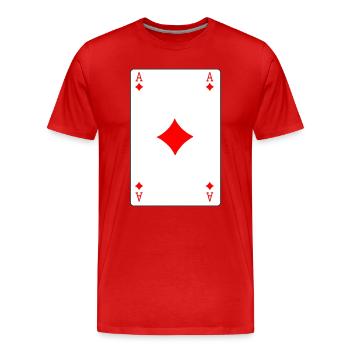 Karo-Ass Spielkarte - Männer Premium Bio T-Shirt - Rot - Vorne - Damien (186cm)