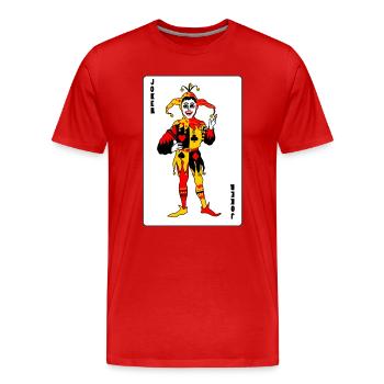 Spielkarte Joker Farbe - Männer Premium Bio T-Shirt - Rot - Vorne - Damien (186cm)