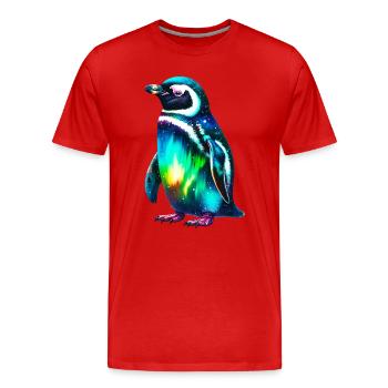 Aurora Borealis Pinguin - Männer Premium Bio T-Shirt - Rot - Vorne - Damien (186cm)