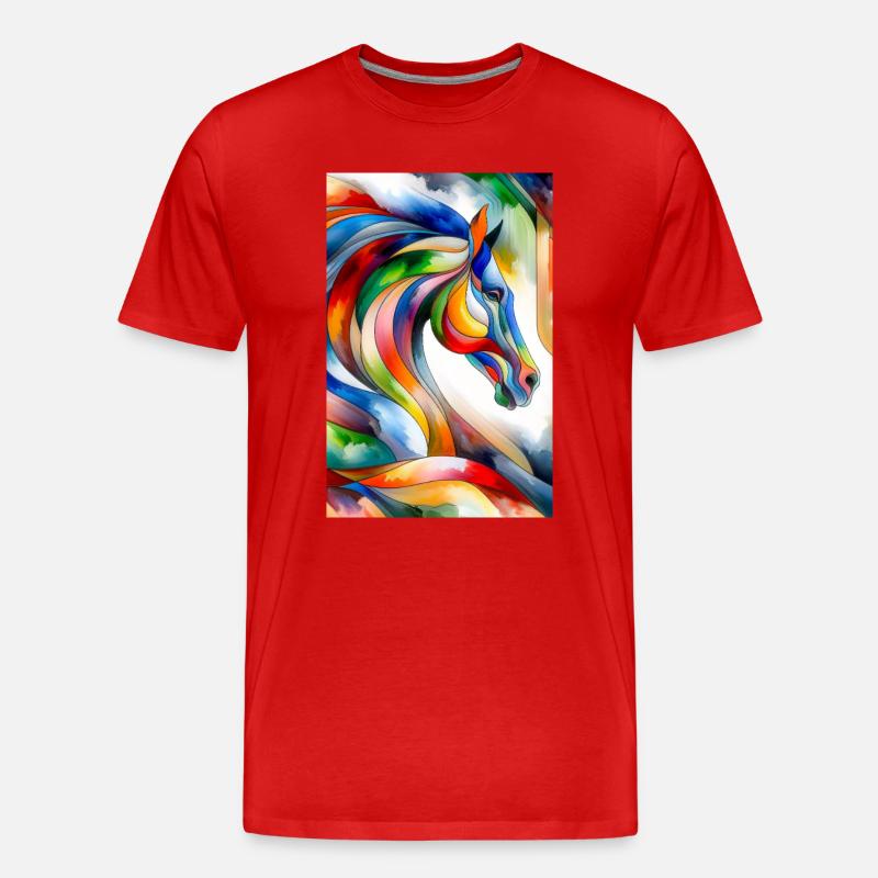 Pferd abstrakt - Männer Premium Bio T-Shirt - Rot