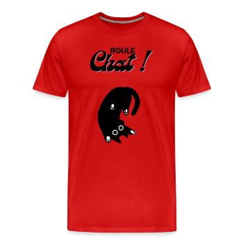 Chat en roue libre ! - T-shirt bio Premium Homme - rouge - Devant - Damien (186cm)
