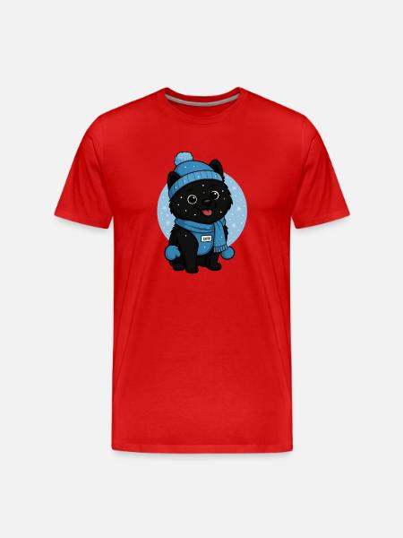 Cuddly Dog Winter Magic - Men's Premium Organic T-Shirt - red