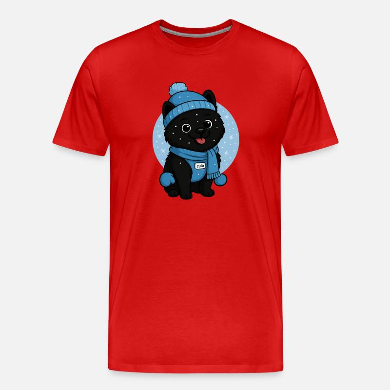 Kuschelhund Winterzauber - Männer Premium Bio T-Shirt - Rot