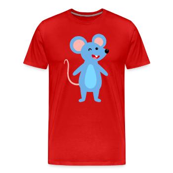 Winking blue mouse - Men's Premium Organic T-Shirt - red - Front - Damien (186cm)