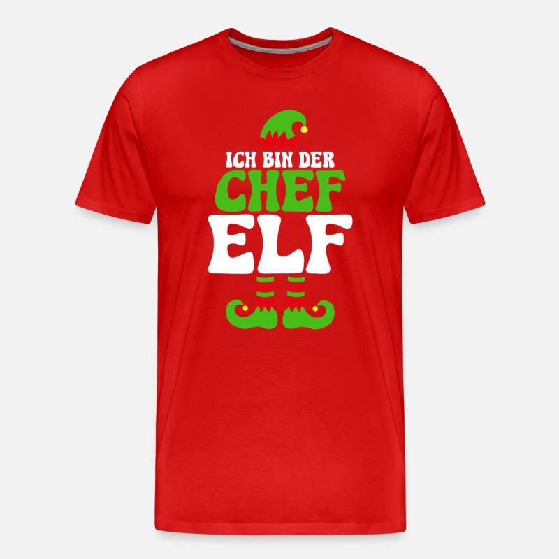 Ich bin der Chef Elf - Männer Premium Bio T-Shirt - Rot