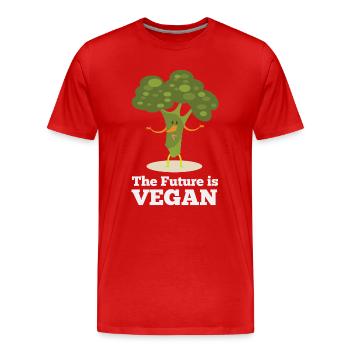 Die Zukunft ist vegan - Männer Premium Bio T-Shirt - Rot - Vorne - Damien (186cm)
