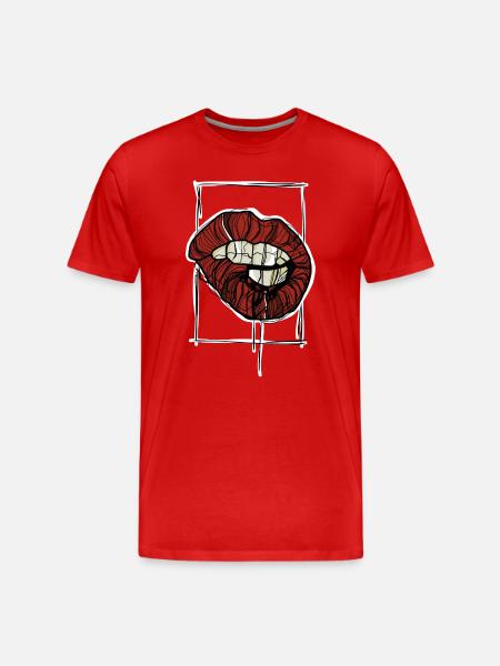 Red Lips Graphic Graphic Sketch - Men's Premium Organic T-Shirt - red