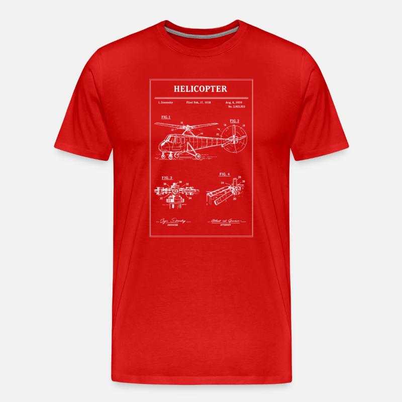 Hubschrauber-Bauplan - Männer Premium Bio T-Shirt - Rot