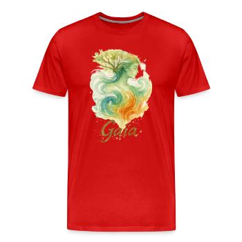 Gaïa - Mère Nature - Arbre de Vie - T-shirt bio Premium Homme - rouge - Devant - Damien (186cm)