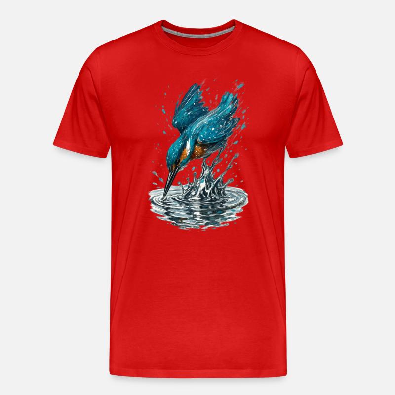 Eisvogel im Einsatz - Männer Premium Bio T-Shirt - Rot