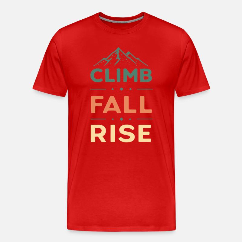 Climb Fall Rise Mountain - Männer Premium Bio T-Shirt - Rot