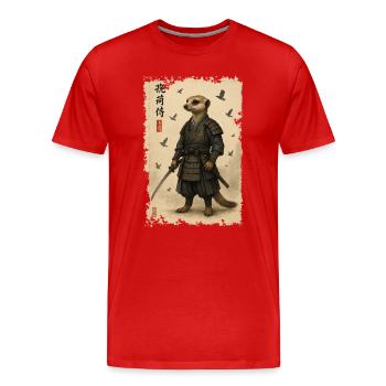 Meerkat Samurai Wüstenkrieger - Männer Premium Bio T-Shirt - Rot - Vorne - Damien (186cm)