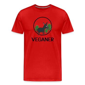 L’âne vit végétalien Ganja âne lisse pour vert - T-shirt bio Premium Homme - rouge - Devant - Damien (186cm)