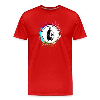 Spartan Helmet - Men's Premium Organic T-Shirt - red - Front - Damien (186cm)