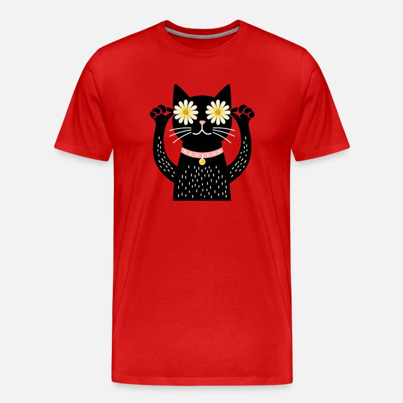 Katze und gänseblümchen - Männer Premium Bio T-Shirt - Rot