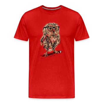AD Owl - Men's Premium Organic T-Shirt - red - Front - Damien (186cm)
