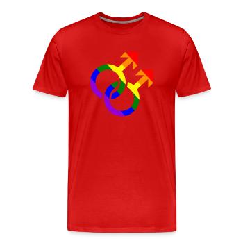 Schwul - Männer Premium Bio T-Shirt - Rot - Vorne - Damien (186cm)