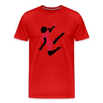Handballerin 2farbig - Männer Premium Bio T-Shirt - Rot - Vorne - Damien (186cm)
