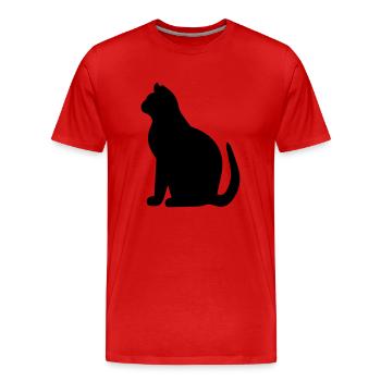 schwarze Katze - Männer Premium Bio T-Shirt - Rot - Vorne - Damien (186cm)