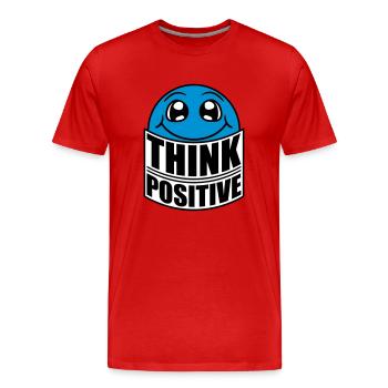 gesicht denken cool think positive positiv bleiben - Männer Premium Bio T-Shirt - Rot - Vorne - Damien (186cm)