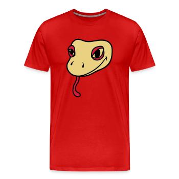 head face gecko lizard real snake reptile - Men's Premium Organic T-Shirt - red - Front - Damien (186cm)