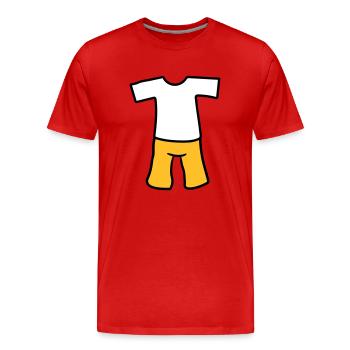 t shirt oberteil kleidung hose anziehen kurze shor - Männer Premium Bio T-Shirt - Rot - Vorne - Damien (186cm)