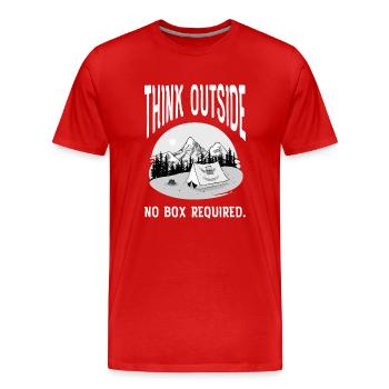 Think Outside - No Box Required - T-shirt bio Premium Homme - rouge - Devant - Damien (186cm)