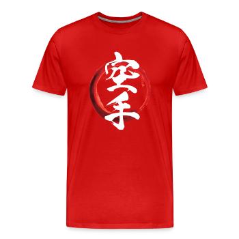 Karaté - Calligraphie - T-shirt bio Premium Homme - rouge - Devant - Damien (186cm)