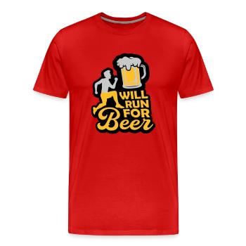 Courir pour la bière - T-shirt bio Premium Homme - rouge - Devant - Damien (186cm)