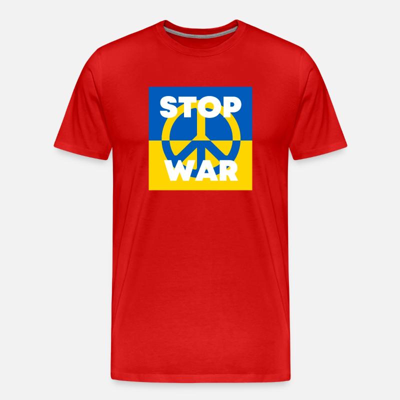 Stop War Ukraine - Männer Premium Bio T-Shirt - Rot
