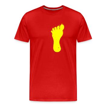 pied gauche jaune - T-shirt bio Premium Homme - rouge - Devant - Damien (186cm)