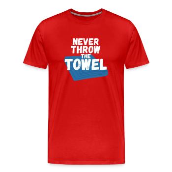 Never throw the Towel - Men's Premium Organic T-Shirt - red - Front - Damien (186cm)
