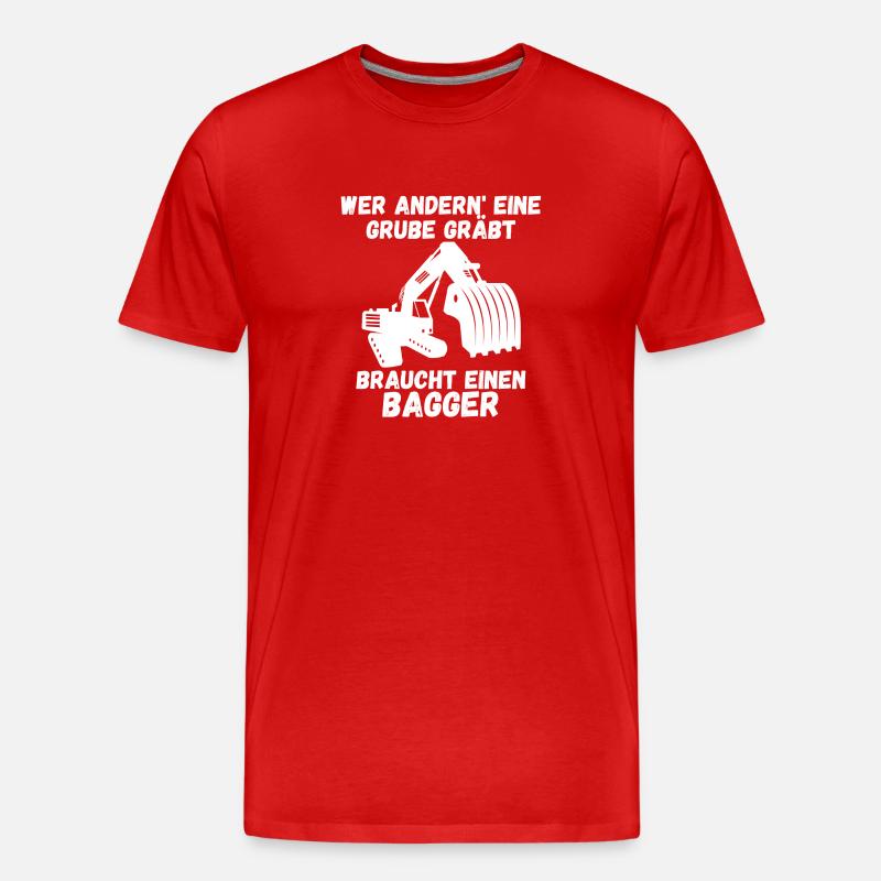 Wer andern eine Grube gräbt - Männer Premium Bio T-Shirt - Rot